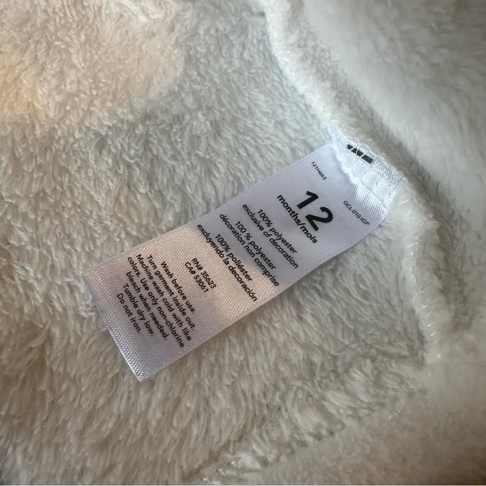 Carter's White Faux Fur Vest 12 Months